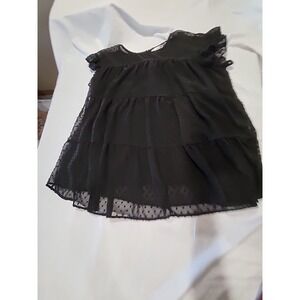 Dorose Babydoll Layered Shirt Black Shear